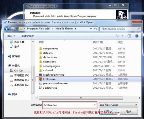 选择firefox.exe