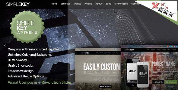 SimpleKey – 單頁作品展示 WordPress 主題中文版、漢化版 [V2.1.4]