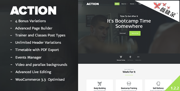 Action – WordPress 健康和健身主題中文版、漢化版 [V1.3.2]