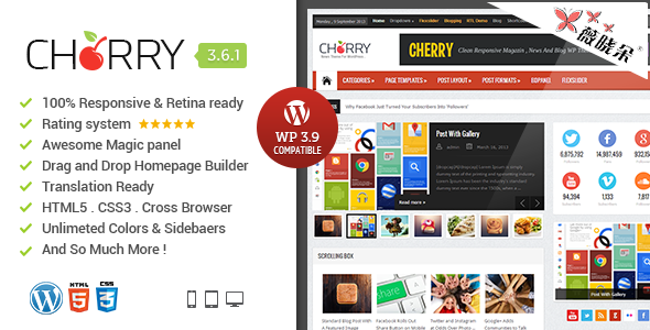 CherryMag v3.6.1 – 響應式 Retina WordPress 雜誌主題