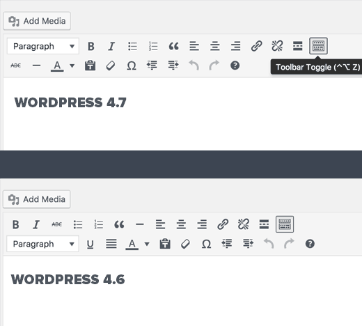 在WordPress的4.7邮报的编辑修改