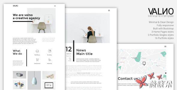 Valno v1.1.1 中文版、漢化版 – 小而美創意多頁面組合 HTML 模板
