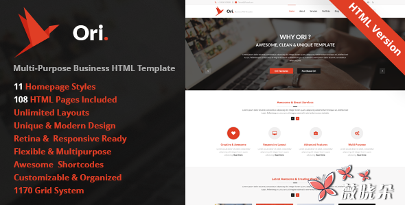 Ori 中文版、漢化版 – 多用途業務 HTML 模板