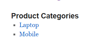 产品类别在主页上显示